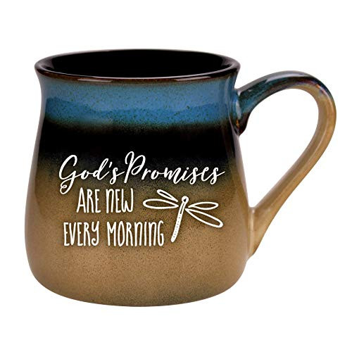 God Coffee Tea Soup Ceramic Mug  Gods promises are new every morning_  16 ounce Designer Mug with Inspiring Sentiment  Elegant Pottery Look