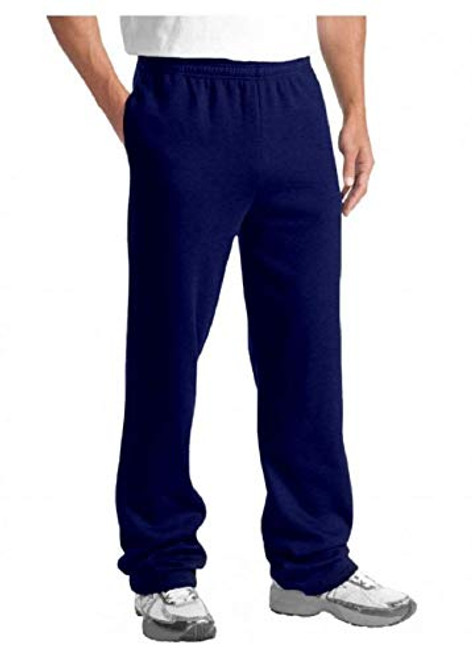 JMR Mens Fleece Sweat Pants Elastic WaistbandOpen Bottom Sweatpants with Side Pockets Medium Navy