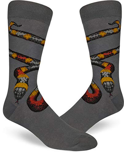 ModSocks Mens Coral Snake Crew Socks in Lead Gray