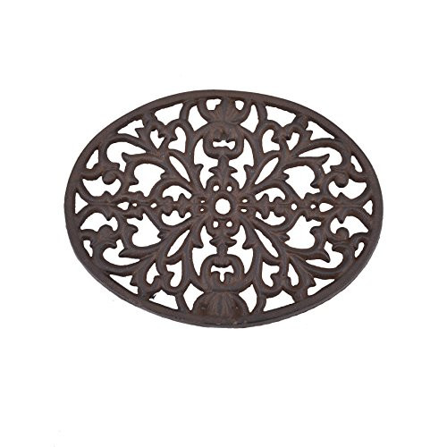 Creative Co-op DA2594  Round Cast Iron Trivet, Black
