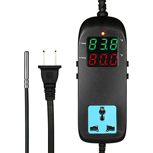 KKmoon Temperature Controller LED Digital Display Temperature Controller Thermostat with Temperature Sensor for Automatic Heating Cooling Control AC90V~250V