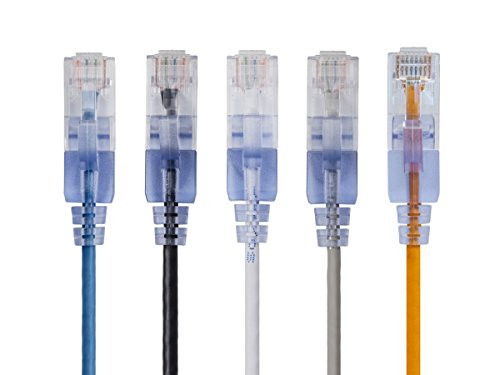 Monoprice 5-Pack SlimRun Cat6A Ethernet Network Patch Cable 10G 7ft 5 Color