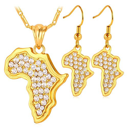 U7 Women Party Wedding Jewelry Set 18K Gold Plated African Style Jewelry Africa Map Design Rhinestone Crystal Drop Earrings Necklace U7 Women Party Wedding Jewelry Set 18K Gold Plated African Style Jewelry Africa Map Design Rhinestone Crystal Drop Earrings Necklace