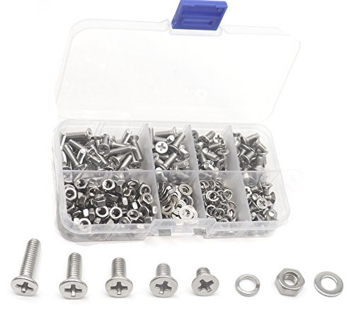 binifiMux 550pcs M4 Phillips Flat Head Countersunk Machine Screws Bolts Nuts Washers Assortment Kit, 304 Stainless Steel, M4 x 6mm/8mm/10mm/12mm/16mm binifiMux 550pcs M4 Phillips Flat Head Countersunk Machine Screws Bolts Nuts Washers Assortment Kit, 304 Stainless Steel, M4 x 6mm/8mm/10mm/12mm/16mm