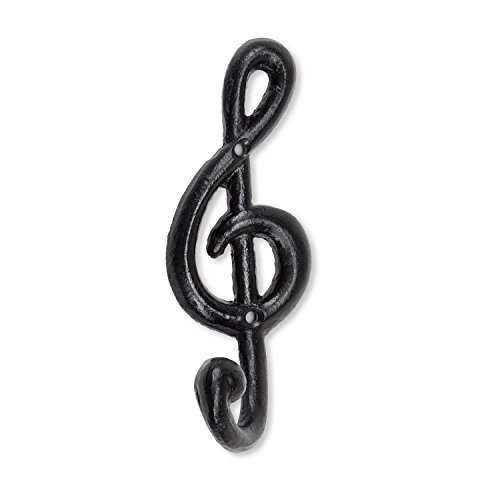Abbott Collection 27-Iron AGE333 Treble Clef Single Wall Hook 6_5 inches L Black