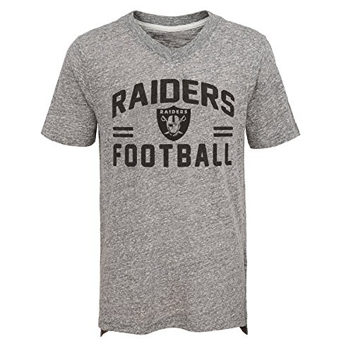 NFL Oakland Raiders Youth Boys Heritage Short Sleeve Tri-Blend Tee Heather Grey Youth Large14-16 NFL Oakland Raiders Youth Boys Heritage Short Sleeve Tri-Blend Tee Heather Grey Youth Large14-16