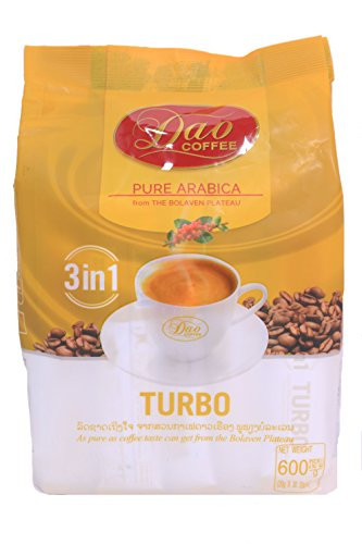 Laos Dao Instant Coffee 3 in 1 Turbo 100% Pure Arabica Halal 600g_ 20g_ X 30 Sticks
