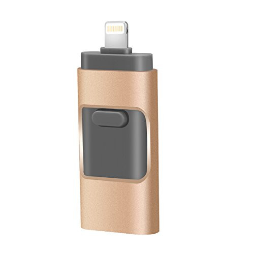 USB 3_0 Flash Drives for iPhone OTG Pen-Drive Memory Storage Thumb Drive Lightning Memory Stick External Storage Memory Expansion for Apple iOS Android Computers 256GB Gold