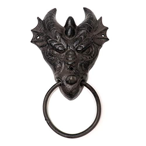 QWORK Dragon Head Door Knocker-Home Decor Figurine-Cast Iron Finish QWORK Dragon Head Door Knocker-Home Decor Figurine-Cast Iron Finish
