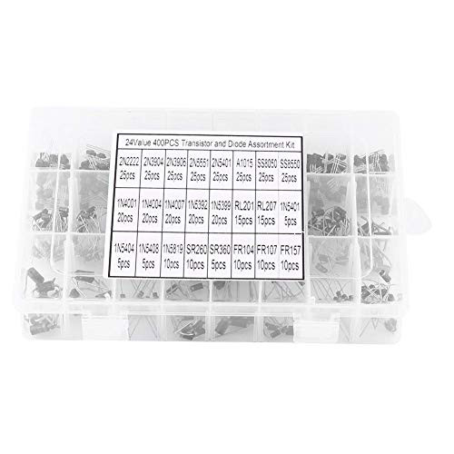 Diode Transistor Kit?Acogedor 400pcs 24 Values Transistors and Rectifier Diodes Assortment Set with Storage Box