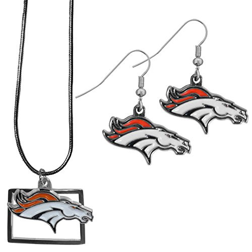 NFL Siskiyou Sports Womens Denver Broncos Dangle Earrings and State Necklace Set One Size Team Color