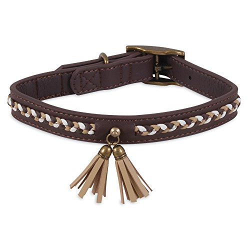 MuttNation Fueled by Miranda Lambert Faux Leather Tassel Custom Fit Dog Collar Brown