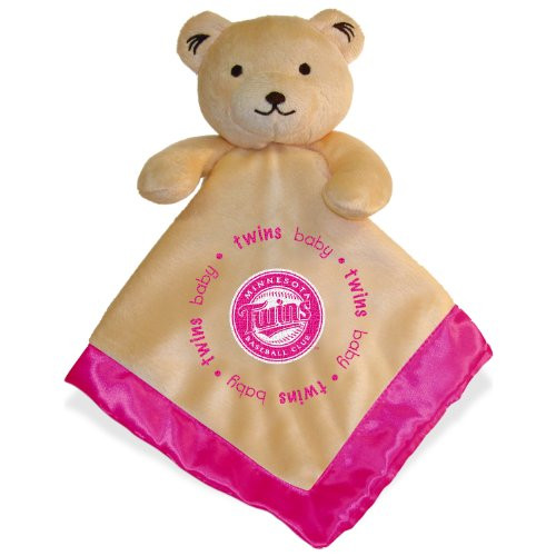 Minnesota Twins Pink Baby Security Snuggle Bear Blanket - 14 x 14 MLB Infant Gift Set