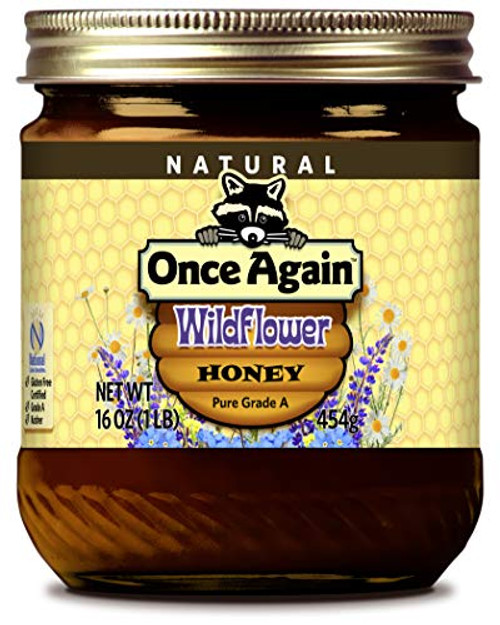 Once Again Natural Wildflower Honey 16oz - Gluten Free Certified Grade A Kosher - Glass Jar Once Again Natural Wildflower Honey 16oz - Gluten Free Certified Grade A Kosher - Glass Jar