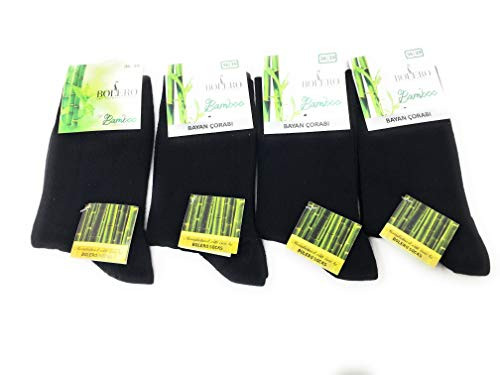 4 pairs 80% Bamboo Socks Breathable Cycling Bamboo Crew Socks Bamboo Yoga Socks Black Large