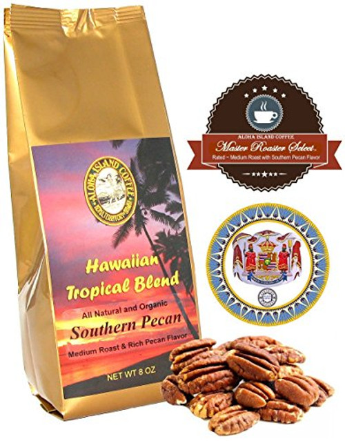 Southern Pecan Flavored Kona Hawaiian Coffee Blend 8 Oz Whole Bean Southern Pecan Flavored Kona Hawaiian Coffee Blend 8 Oz Whole Bean