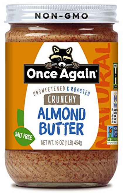 Once Again Natural Crunchy Almond Butter - Salt Free Unsweetened - 16 oz Jar Once Again Natural Crunchy Almond Butter - Salt Free Unsweetened - 16 oz Jar