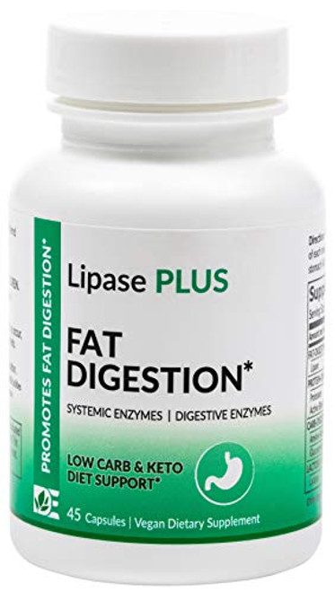 Eat E-Z Lipase 45 Vegan Capsules - Keto Diet Digestive Enzyme Formula Fat Digestion lipid Metabolism Omega Fatty Acid Absorption ketogenic Weight Loss lipase