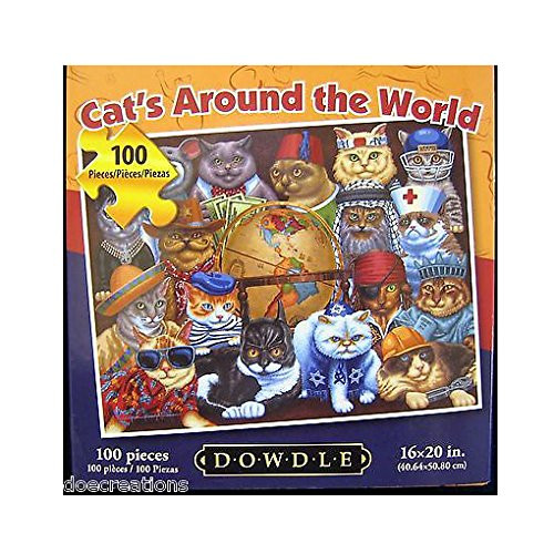 Dowdle Folk Art Cats Around The World Puzzle