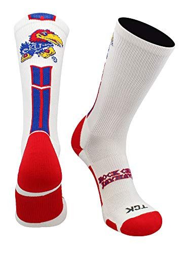 TCK Kansas Jayhawks Baseline 3_0 Crew Socks WhiteBlueCrimson Large