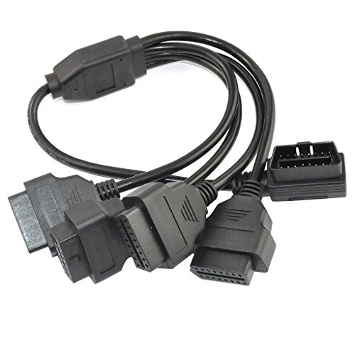 OLLGEN 1_64 Feet 50cm OBD II OBD2 16 Pin Right Angle 1 Male Splitter to 4 Female Extension Cable Car Diagnostic Extender Cord Adapter 