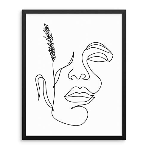 Sincerely Not Abstract Womans Face Line Drawing Art Print Botanical Wall Poster 11 x14 UNFRAMED Modern Minimalist Fashion Artwork for Bedroom Living Room Bathroom or Home Office 11x14 Option 1