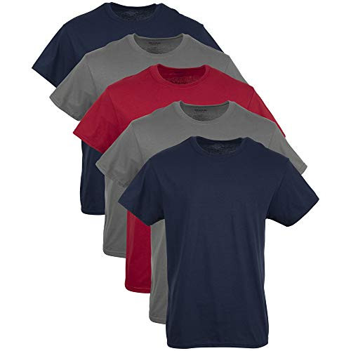 Gildan Mens Crew T-Shirt Multipack NavyCharcoalRed 5 Pack Small