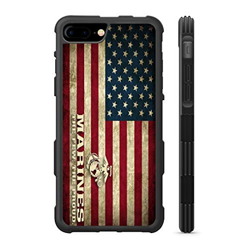 407Case Compatible with iPhone 7 Plus  and  iPhone 8 Plus American Flag US Marines Hyper Shock Protective Rubber TPU Phone Case iPhone 7 PlusiPhone 8 Plus