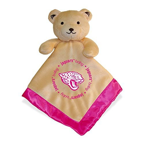 Jacksonville Jaguars Pink Baby Security Snuggle Bear Blanket - 14 x 14 NFL Infant Gift set
