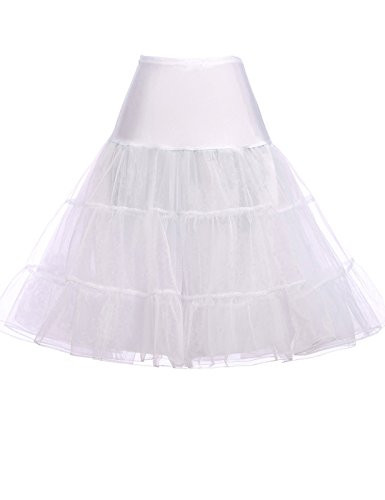 GRACE KARIN Ladies Hoopless Petticoat Plus Size Half Slips A Line Crinoline Underskirt for Cocktail Party White3X