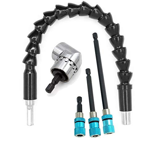 Screwdriver Bits1pcs 105 Degree Right Angle Drill Adapter 3pcs 14 Hex Shank Magnetic bit Holders for Electric Screwdrivers Cordless1pcs Screwdriver Extension bar- Power Extension Bit Set