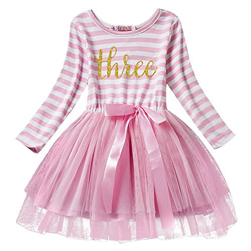 Newborn Baby Girls Toddler Kids Princess Long Sleeve Striped Dress 3rd Birthday Cake Smash Tulle Tutu Dress Party Outfit Pink Newborn Baby Girls Toddler Kids Princess Long Sleeve Striped Dress 3rd Birthday Cake Smash Tulle Tutu Dress Party Outfit Pink