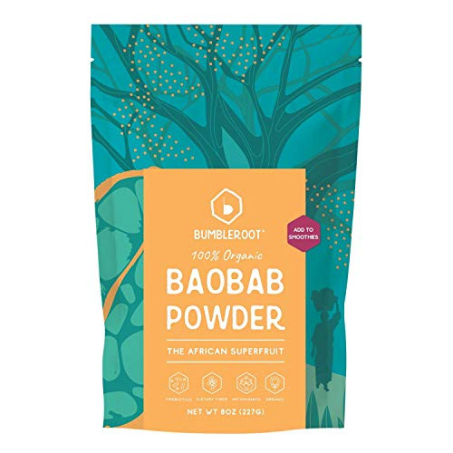 Bumbleroot Organic Baobab Fruit Powder  Prebiotic Vitamin C Dietary Fiber  Vegan Gluten Free - 8 oz