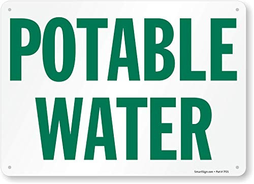 SmartSign - S-2846-AL-14 Potable Water Sign  10 x 14 Aluminum Green on White
