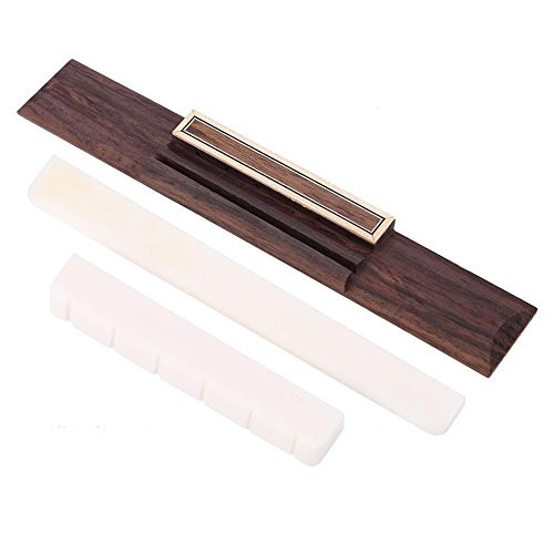 Dilwe Guitar Cattle Bone Saddle Guitar Rosewood Bridge Guitar Nut Set Replacement Accessory for Classical Guitar
