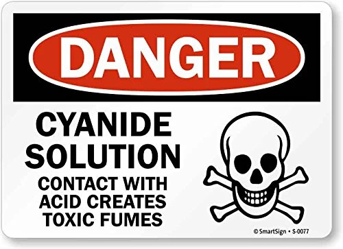 SmartSignDanger - Cyanide Solution Contact with Acid Creates Toxic Fumes Sign  10 x 14 Plastic