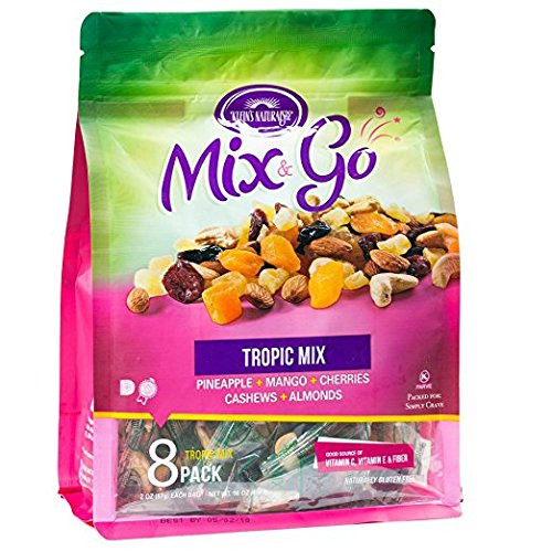 Kleins Naturals Mix  and  Go Single Serve Trail Mix Individual Packs ~ Fruit and Nut Mix ~ Trailmix ~ Trail Mix Bags ~ Single Serve Trail Mix Snack Packs Tropic 16 Ounce