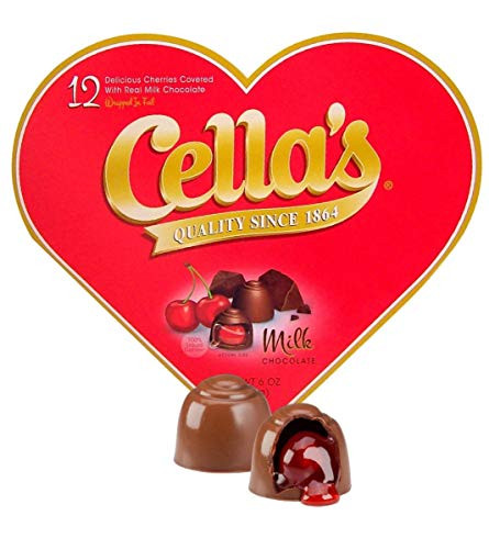Valentines Day Cellas Milk Chocolate Covered Cherries Heart Gift Box 6 Ounce
