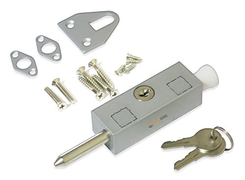 Keyed Patio Sliding Door Lock, with Steel Bolt, Aluminum Finish