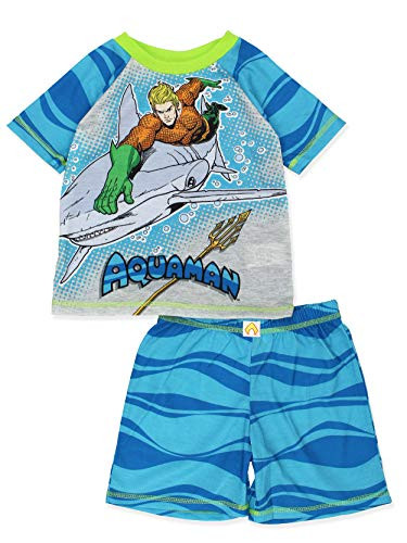Justice League DC Comics Aquaman Boys Short Sleeve Top and Shorts Pajamas Set Small 6-7 Blue