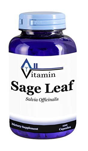 Sage Leaf 900mg 100 Capsules - Non-GMO Gluten Free GMP Digestive Aid - Made in USA - All Vitamin 