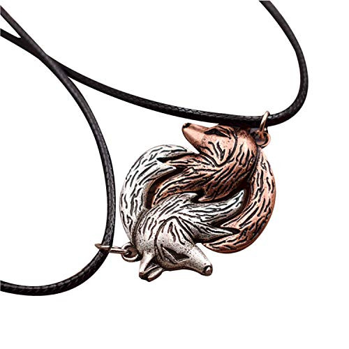HAQUIL Wolf Necklaces for Couples - Metal Alloy Interlocking Wolf Pendants - PU leather cord_ 19_7 - Pack of 2 HAQUIL Wolf Necklaces for Couples - Metal Alloy Interlocking Wolf Pendants - PU leather cord_ 19_7 - Pack of 2