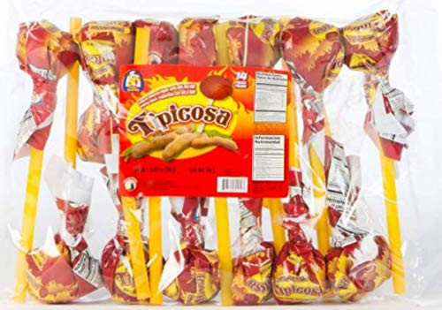 Tipicosa Tamarind Ball Pops Large 14 piece Bag of Hot Tamarind Flavored Sticks candyPalitos Con Tamarindo Pinatera Mexican candy classical party snacks straws popotes enchilados Michelada
