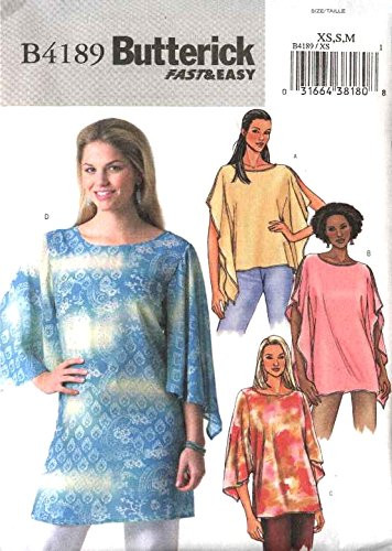 Butterick Sewing Pattern 4189 Misses Size 6-14 Easy Loose Fitting Pullover Tops