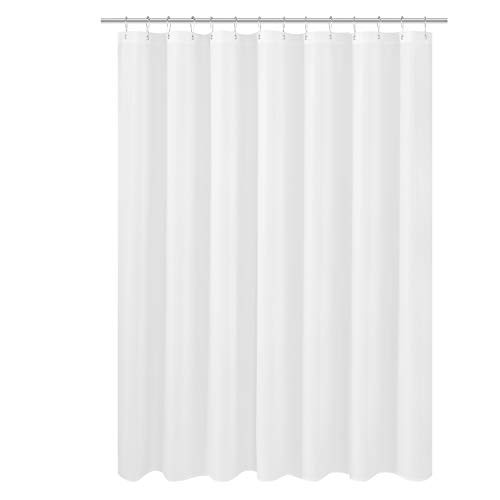 N and Y HOME Large Fabric Shower Curtain Liner 84 x 78 inches Hotel Quality Washable Water Repellent White Bathroom Curtains with Grommets 84x78