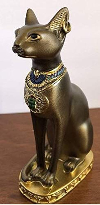 YOUNI - Ancient Egypt Kitty Egyptian Bastet Sculpture Cat Goddess Statue Collectible Bronze 9 inches