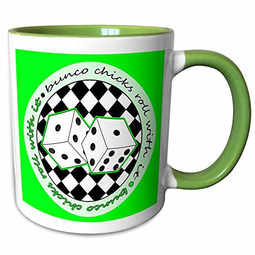 3dRose mug_28505_7 Bunco Chicks Roll Green, 11 oz