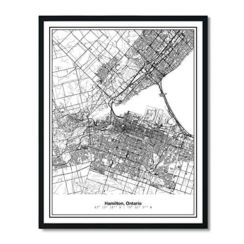 Susie Arts 11X14 Unframed Hamilton Ontario Canada Metropolitan City View Abstract Street Map Art Print Poster Wall Decor V348