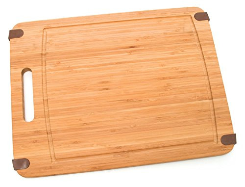 Lipper International 8811 Bamboo Wood Kitchen Cutting Board With Silicone Corners, 11-1/2" x 15" x 5/8"