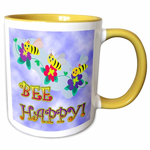 3dRose mug_118509_8 Happy Three Cute Bumble Bees, 11 oz